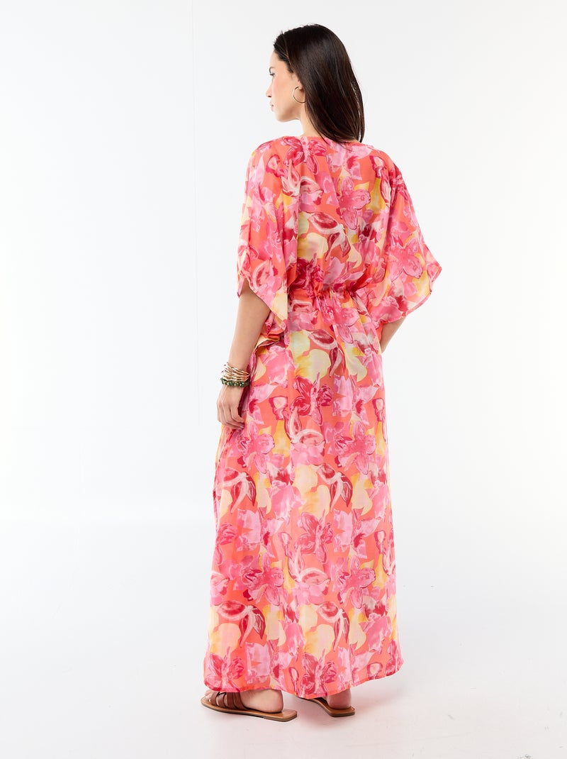 Strandjurk met print, lange snit Oranje - Kiabi