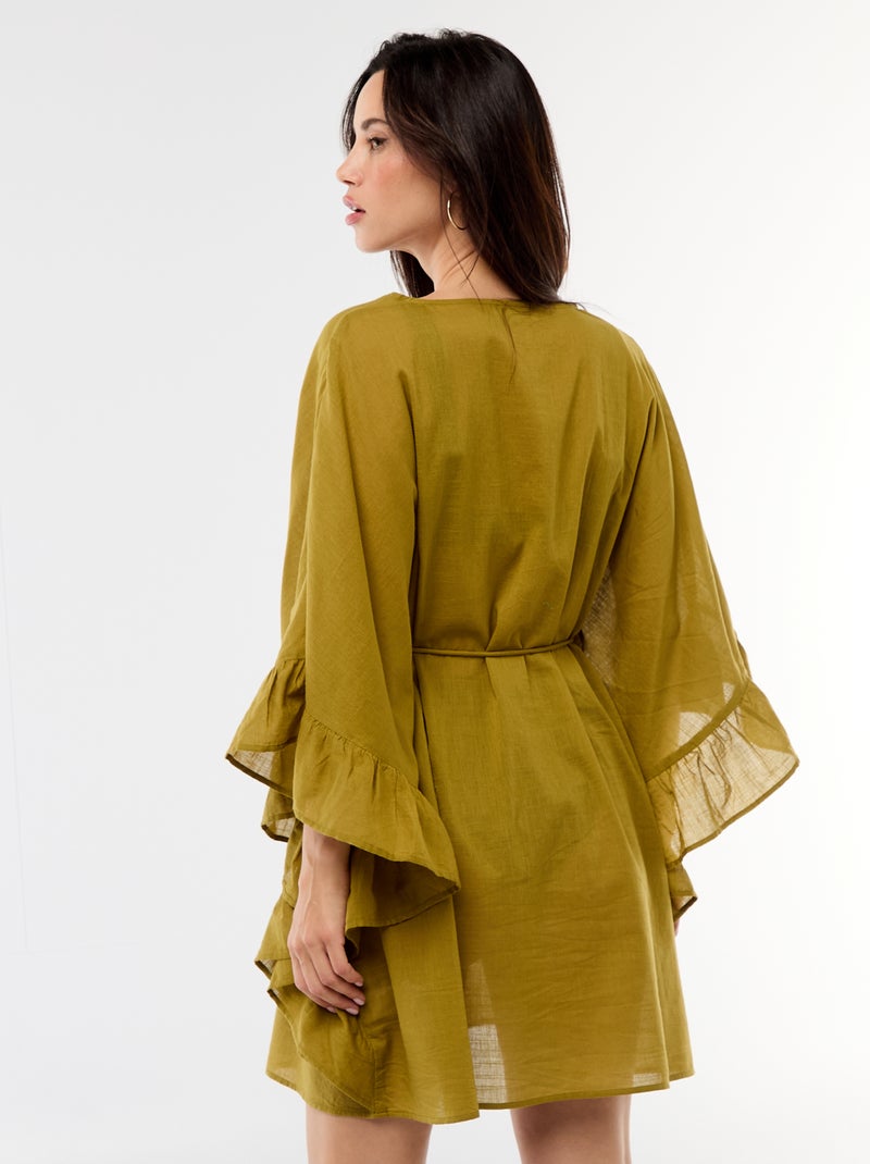 Strandjurk met volants aan de armsgaten Groen - Kiabi