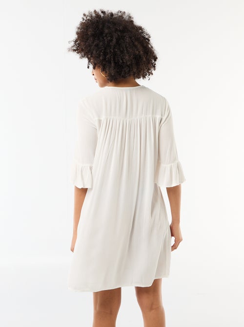 Strandjurk van crêpetricot en macramé - Kiabi