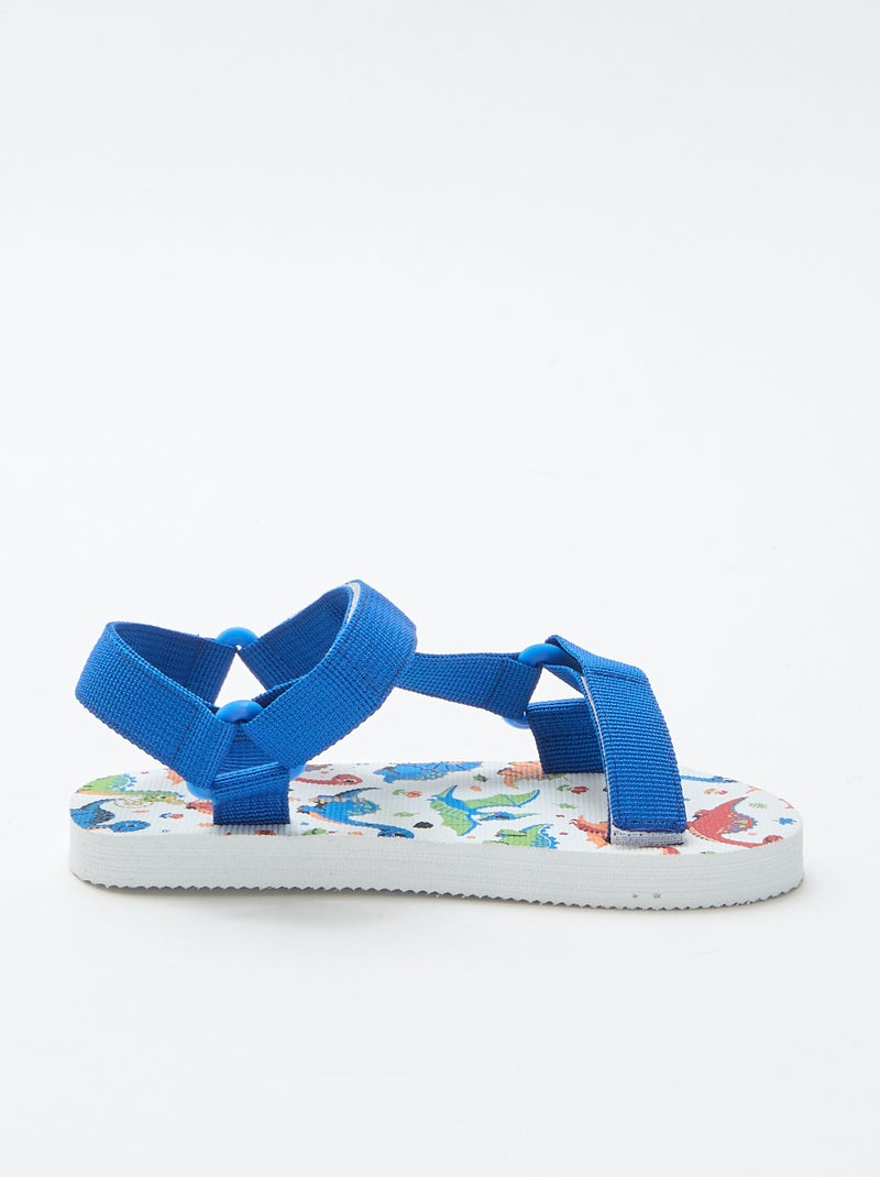 Strandsandalen met textielen bandjes Blauw - Kiabi