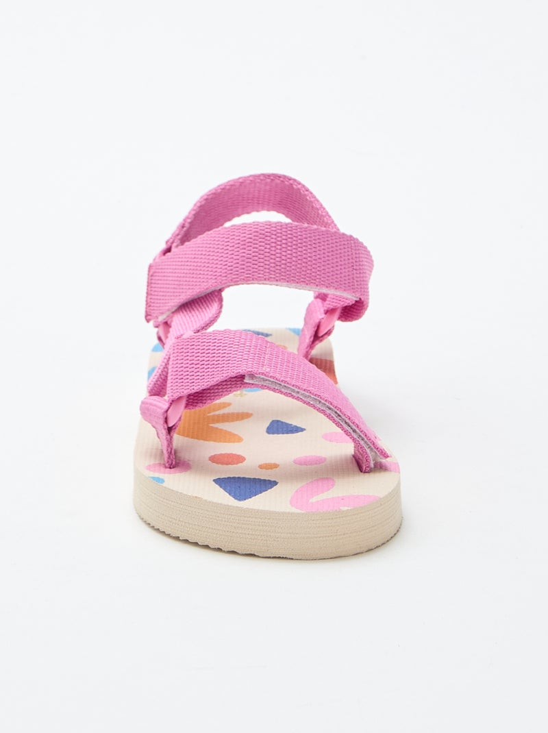 Strandsandalen met textielen bandjes Rose - Kiabi