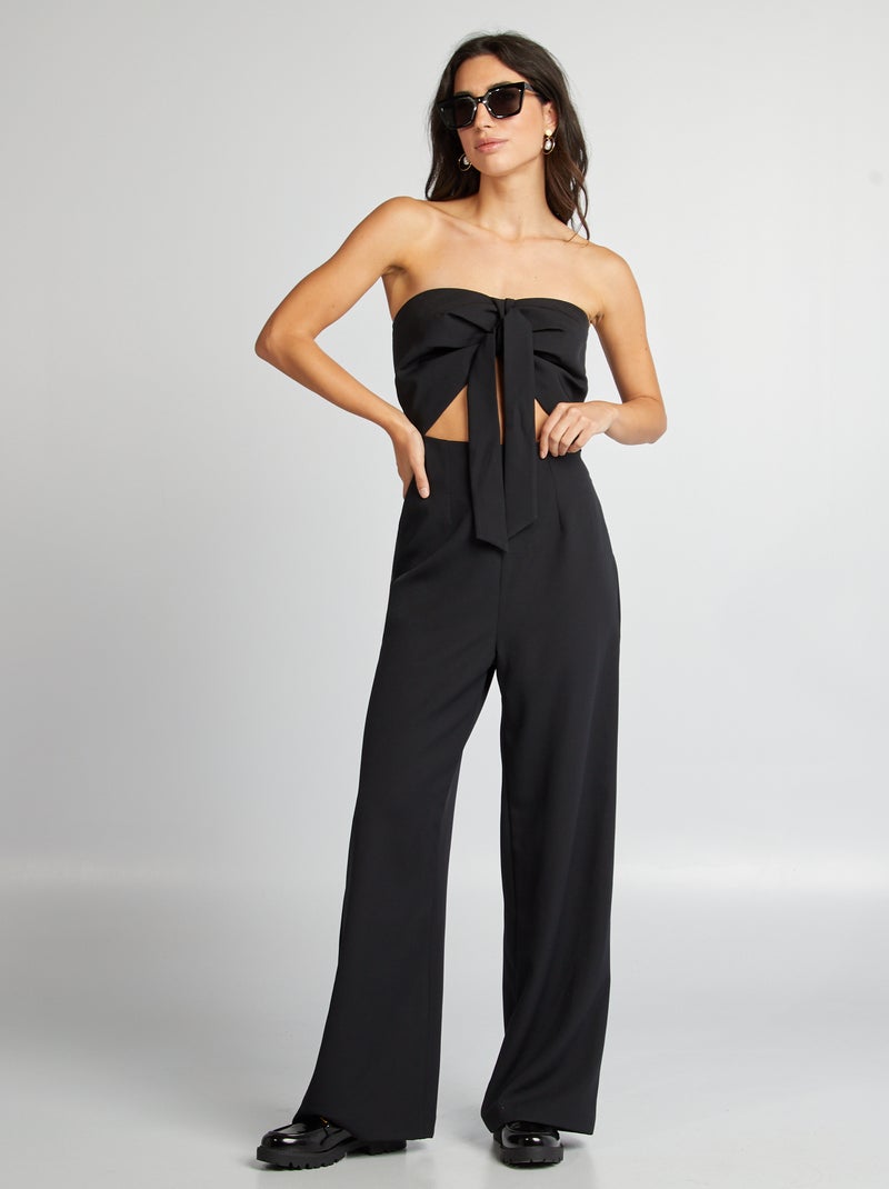 Strapless jumpsuit met split onder de borst zwart - Kiabi