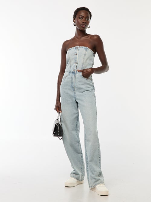 Strapless jumpsuit van spijkerstof - Kiabi