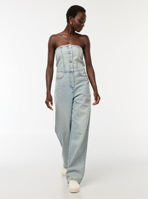 Strapless jumpsuit van spijkerstof - Kiabi