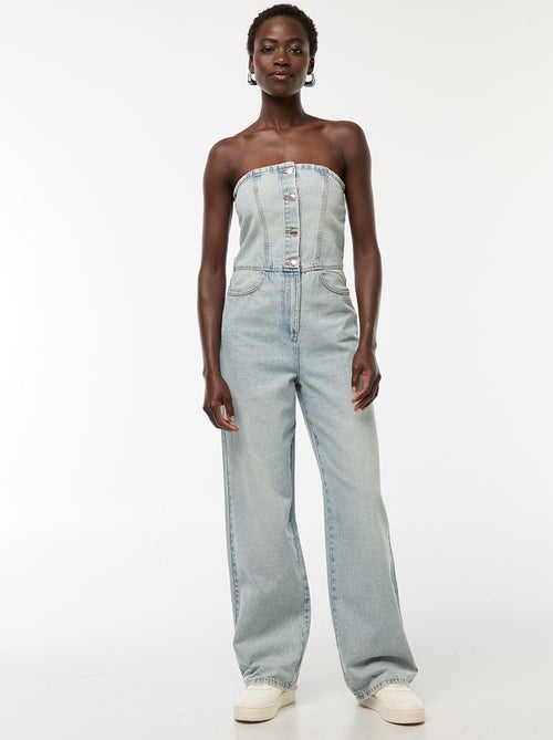 Strapless jumpsuit van spijkerstof - Kiabi