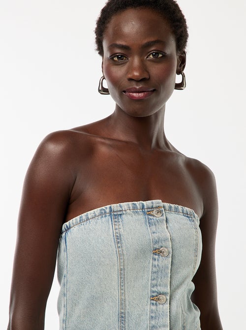 Strapless jumpsuit van spijkerstof - Kiabi