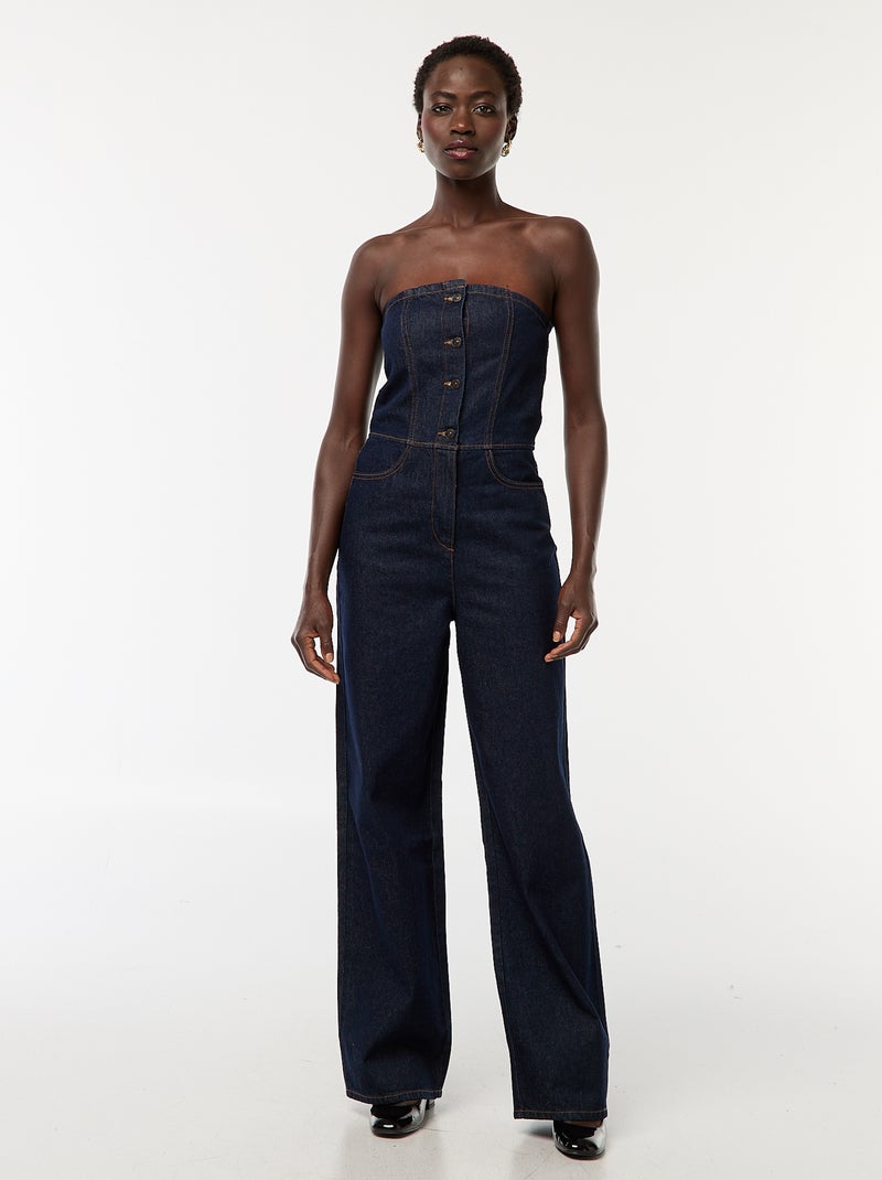 Strapless jumpsuit van spijkerstof Blauw - Kiabi