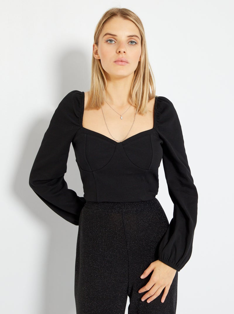 Strapless shirt zwart - Kiabi