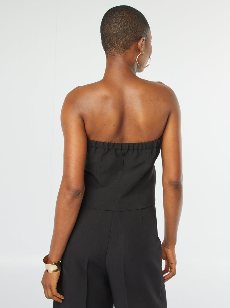 Strapless top met knopen zwart - Kiabi