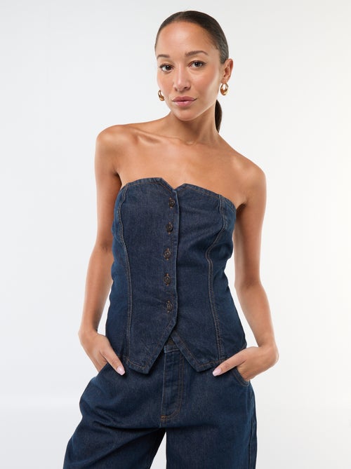 Strapless top van spijkerstof - Kiabi