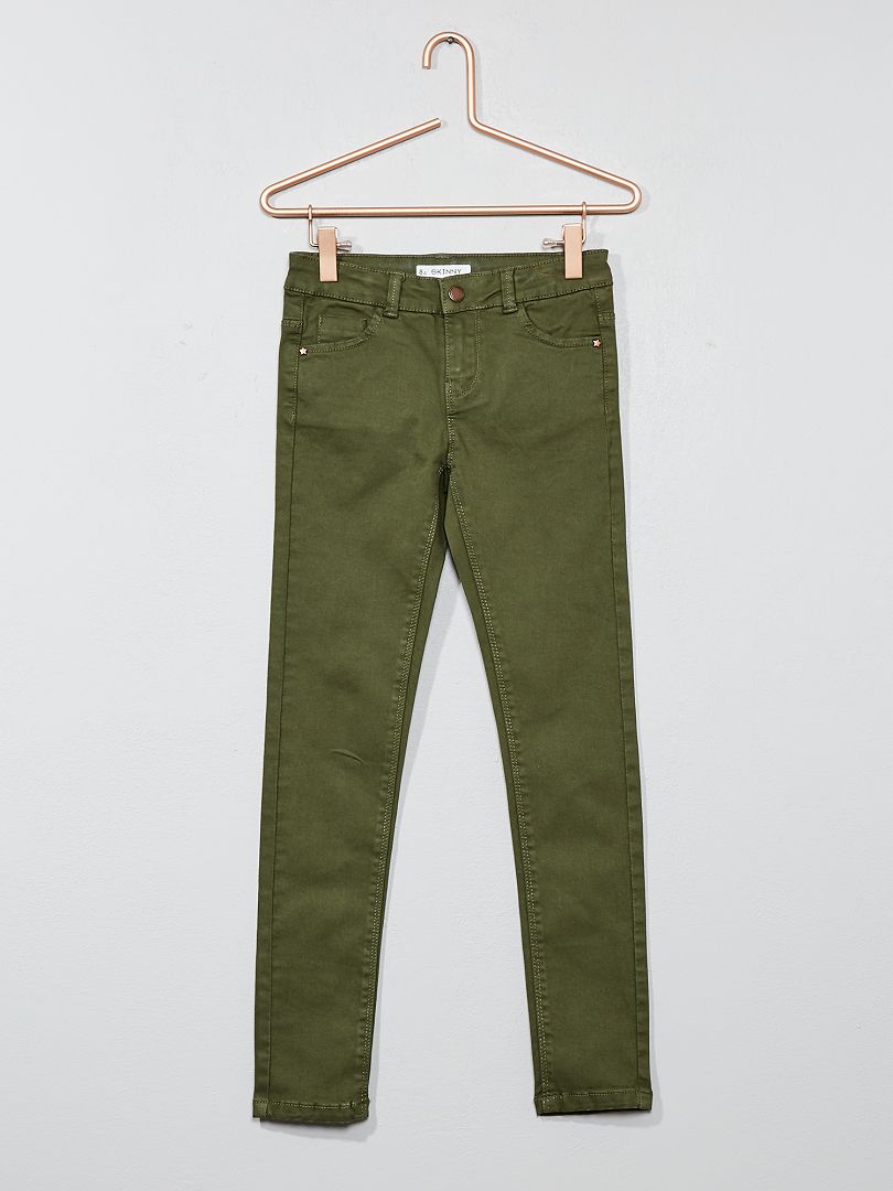 Stretch skinny broek khaki groen - Kiabi