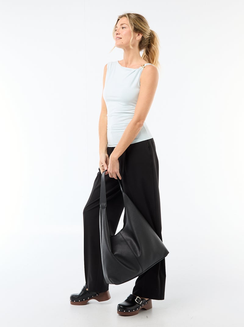 Stretch T-shirt met goudkleurige siersteen Blauw - Kiabi