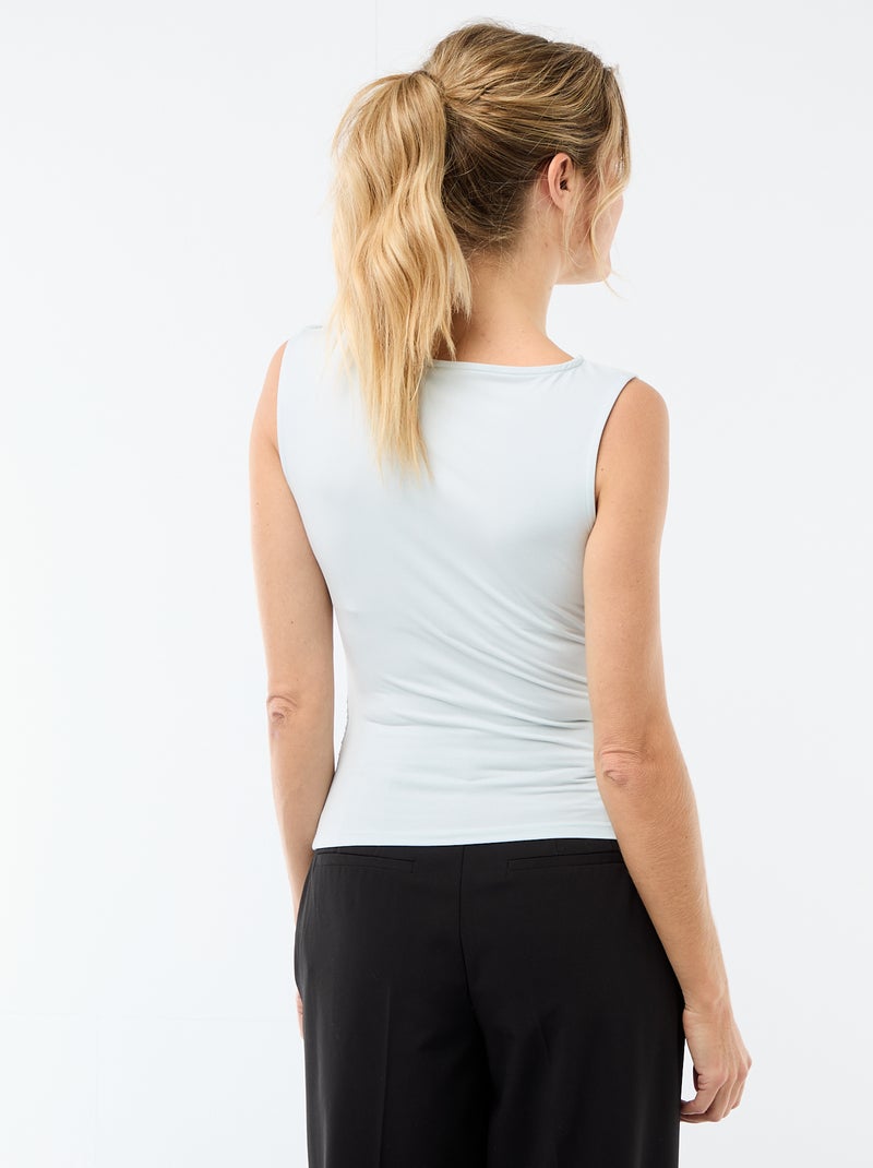 Stretch T-shirt met goudkleurige siersteen Blauw - Kiabi