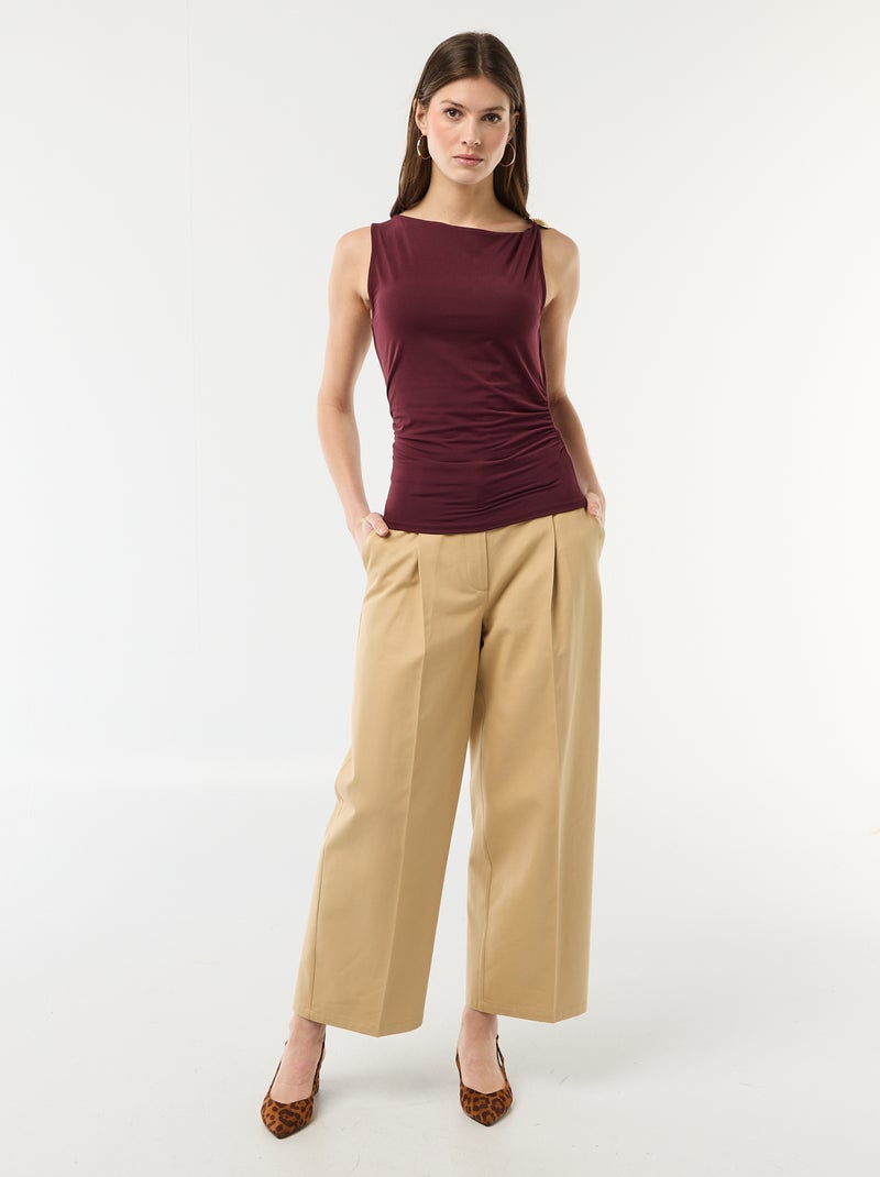 Stretch T-shirt met goudkleurige siersteen Rood - Kiabi