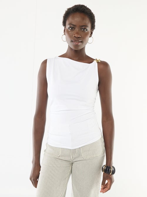 Stretch T-shirt met goudkleurige siersteen - Kiabi