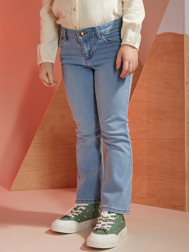 Stretchjeans met wijd uitlopende pijpen BLAUW - Kiabi