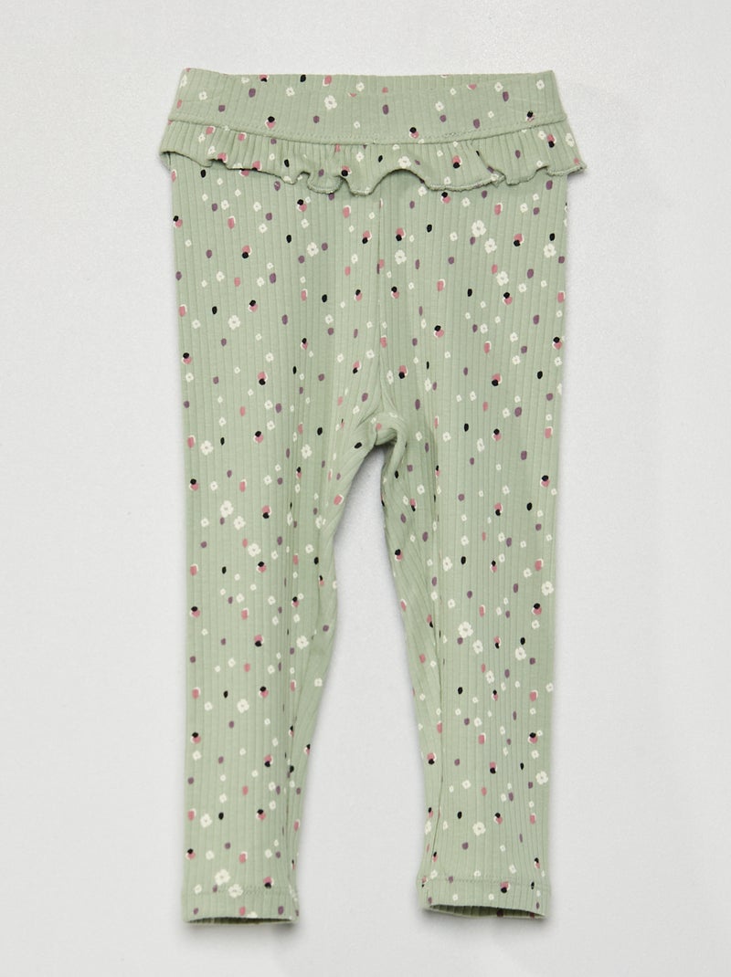 Stretchlegging van ribstof GROEN - Kiabi