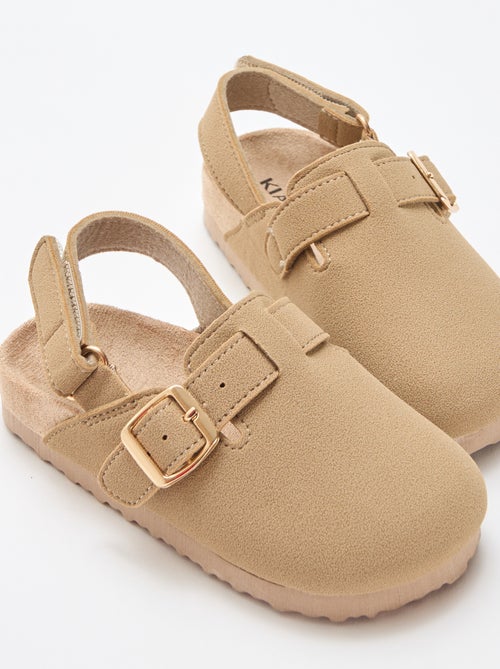 Suedine muiltjes met klittenband - Kiabi