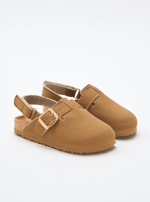 Suedine muiltjes met klittenband - Kiabi