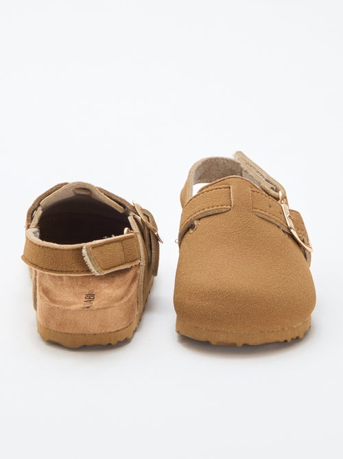 Suedine muiltjes met klittenband - Kiabi