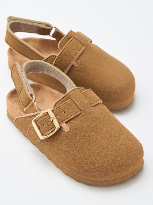 Suedine muiltjes met klittenband - Kiabi