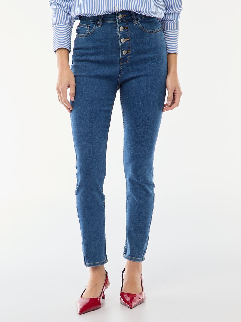 Super skinny jeans met zeer hoge taille - L28 Blauw - Kiabi