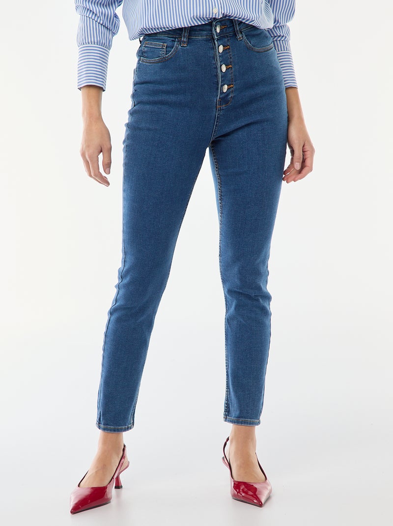Super skinny jeans met zeer hoge taille - L34 Blauw - Kiabi