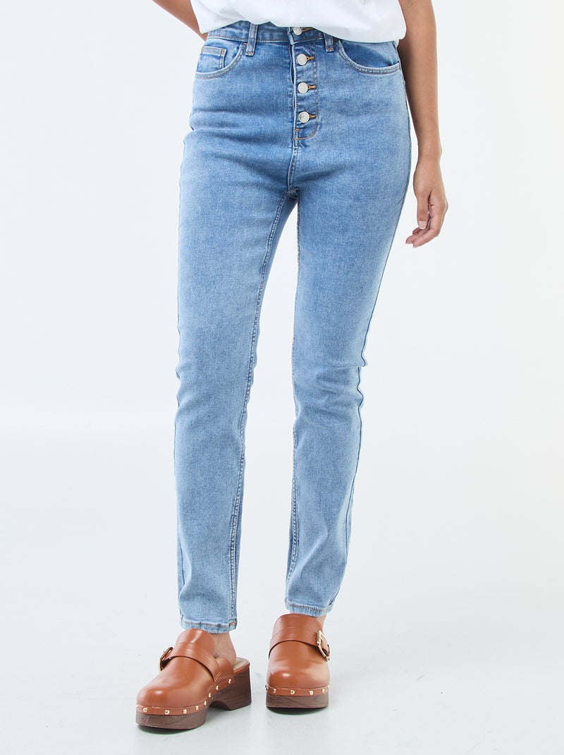 Super skinny jeans met zeer hoge taille - L34 Blauw - Kiabi