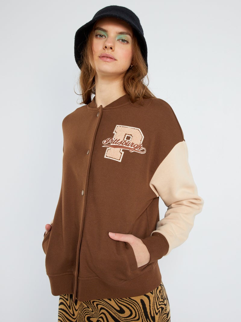 Sweater in baseballstijl BRUIN - Kiabi