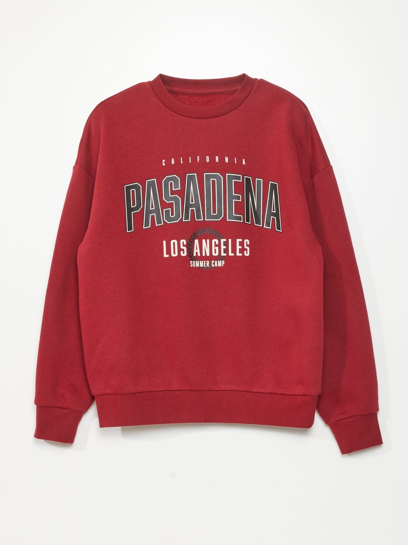 Sweater in campusstijl van joggingstof Rood - Kiabi