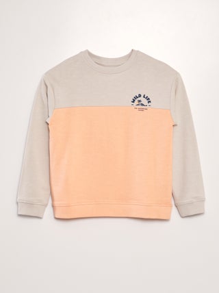 Sweater in french terry met colorblock