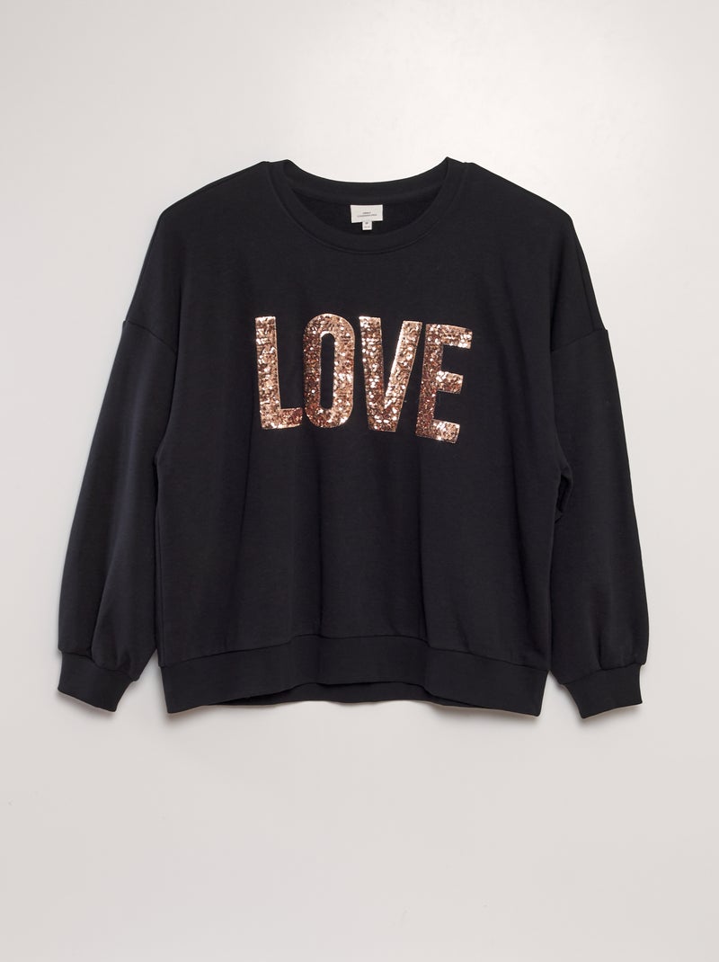 Sweater 'LOVE' ONLY CARMAKOMA ZWART - Kiabi