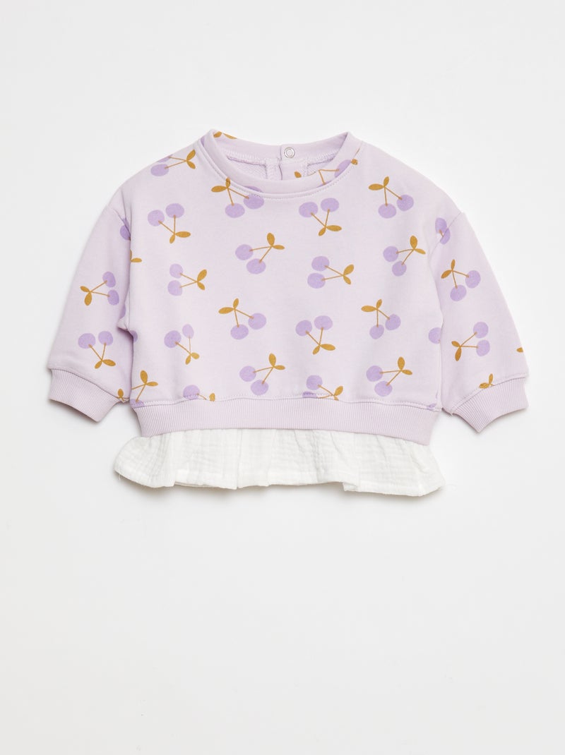 Sweater met 2-in-1-effect onderaan Paars - Kiabi