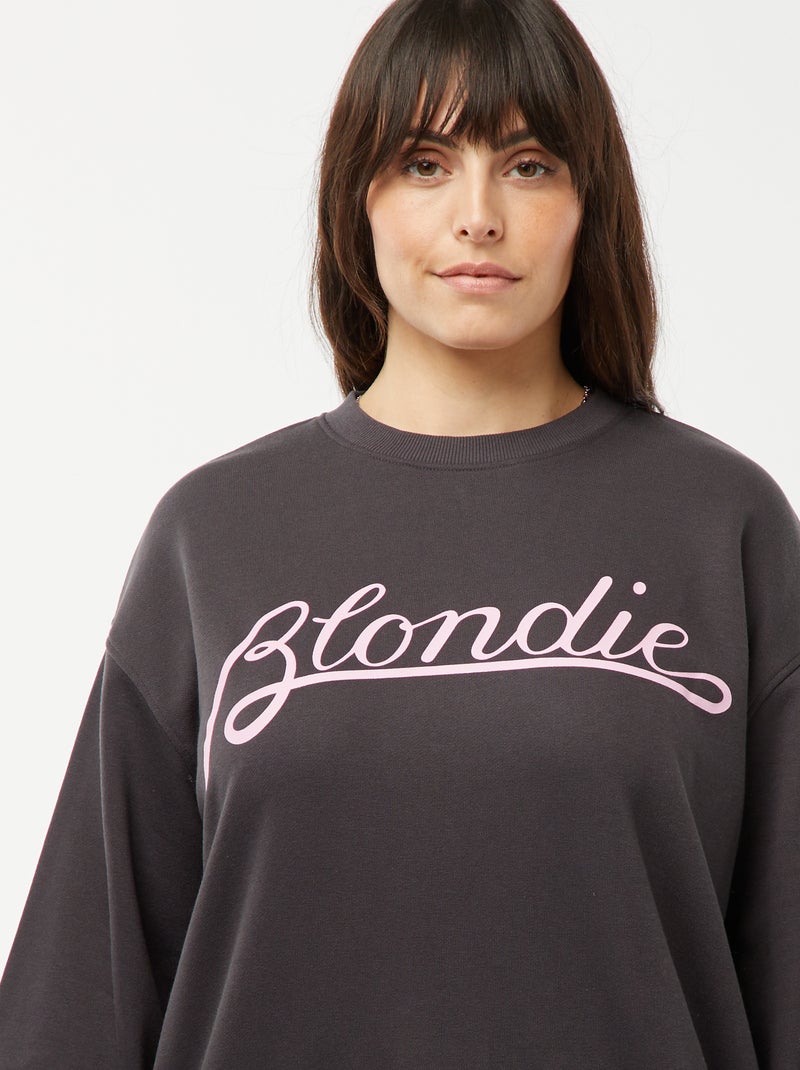 Sweater met Blondie-print voor en achter ZWART - Kiabi
