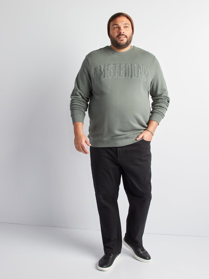 Sweater met borstborduursel GROEN - Kiabi