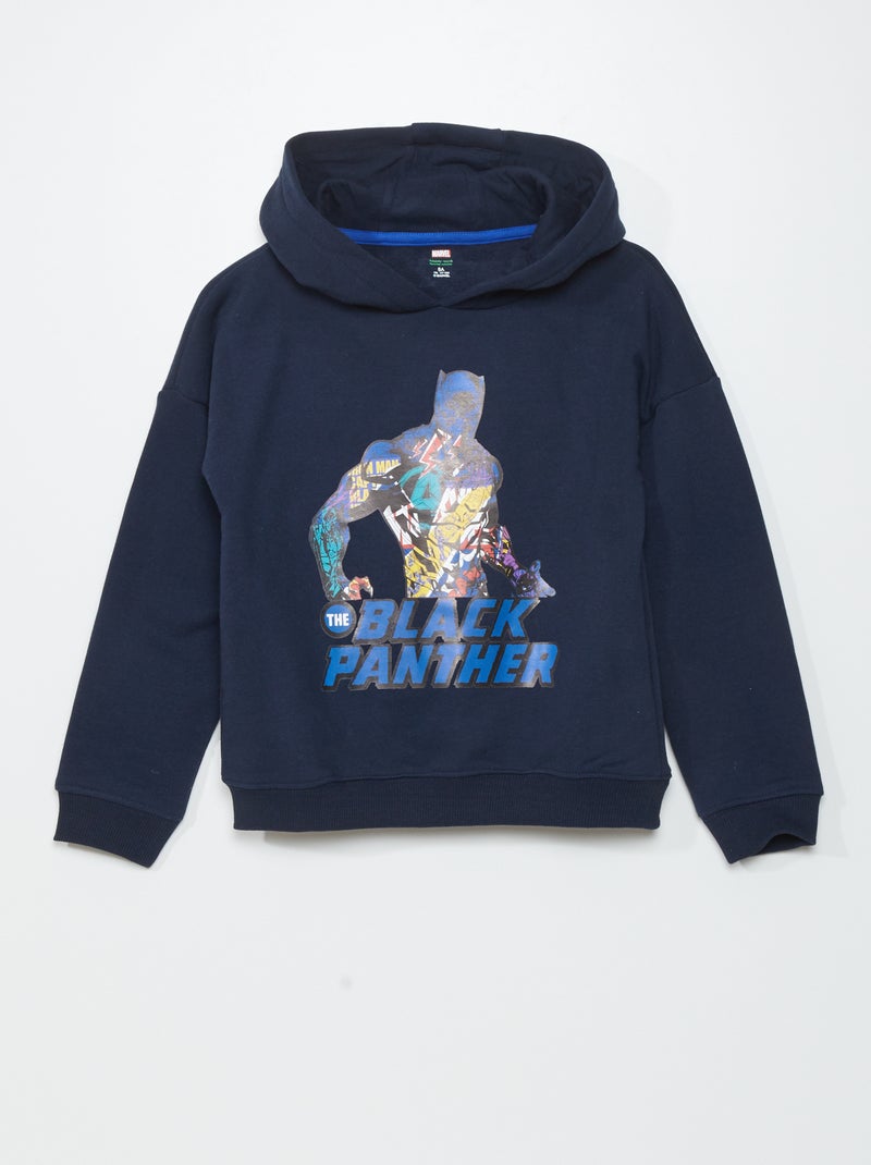 Sweater met capuchon en Black Panther-print BLAUW - Kiabi