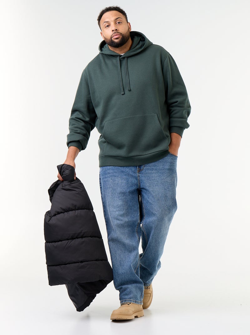 Sweater met capuchon en kangoeroezak Groen - Kiabi