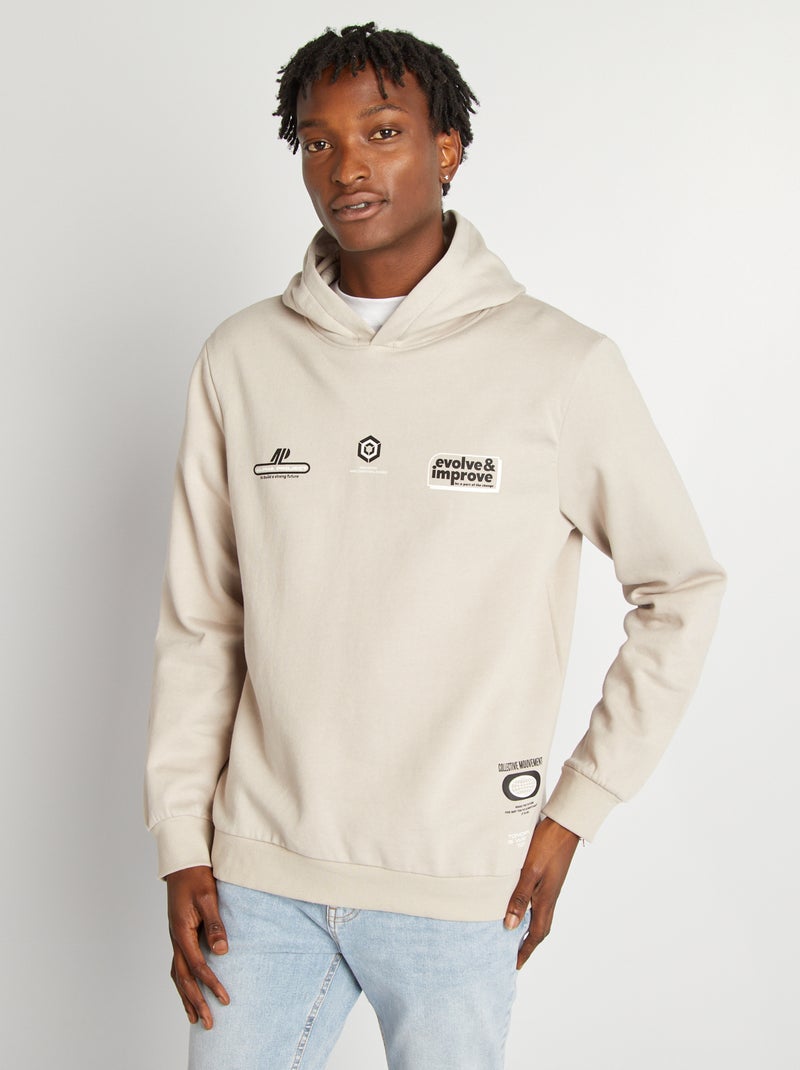 Sweater met capuchon en opschrift BIEGE - Kiabi