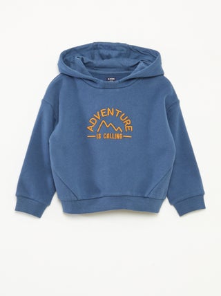 Sweater met capuchon van lichte joggingstof met origineel detail op het voorpand