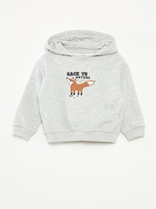 Sweater met capuchon van lichte joggingstof met origineel detail op het voorpand - Kiabi