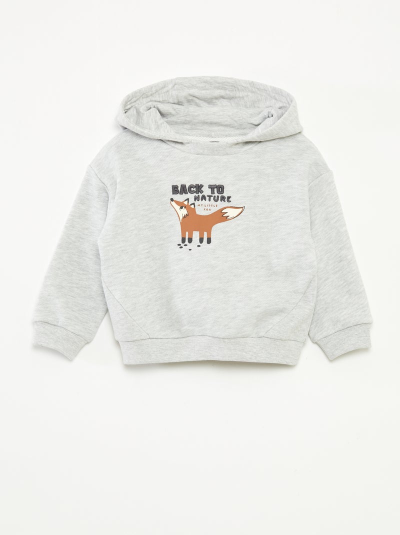 Sweater met capuchon van lichte joggingstof met origineel detail op het voorpand Grijs - Kiabi