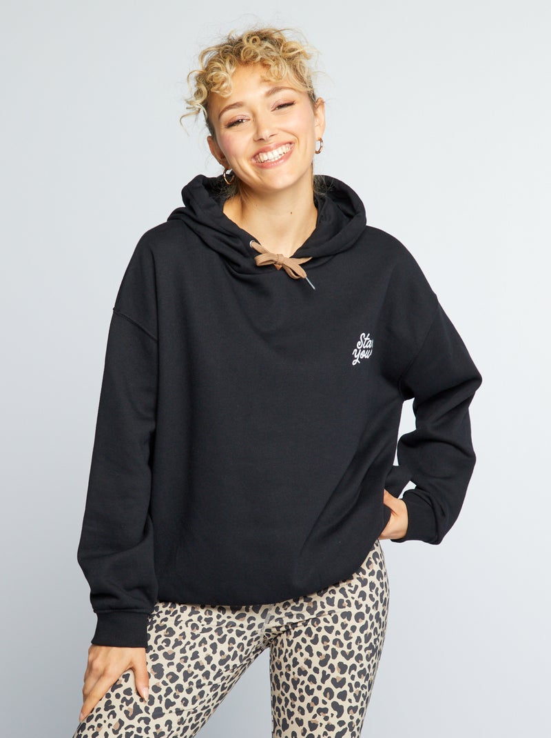 Sweater met capuchon ZWART - Kiabi