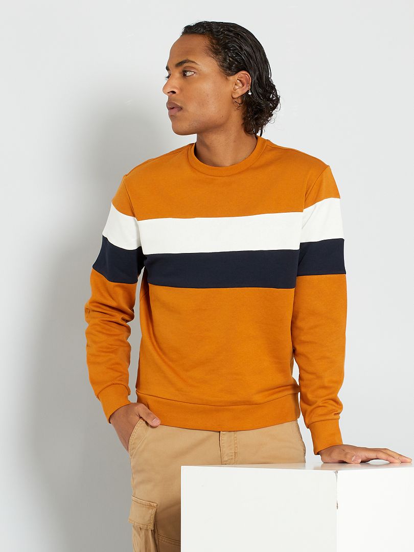 Sweater met color block bruin - Kiabi