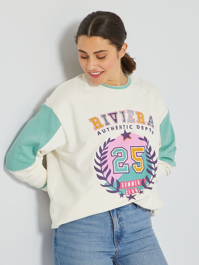 Sweater met color block WIT - Kiabi