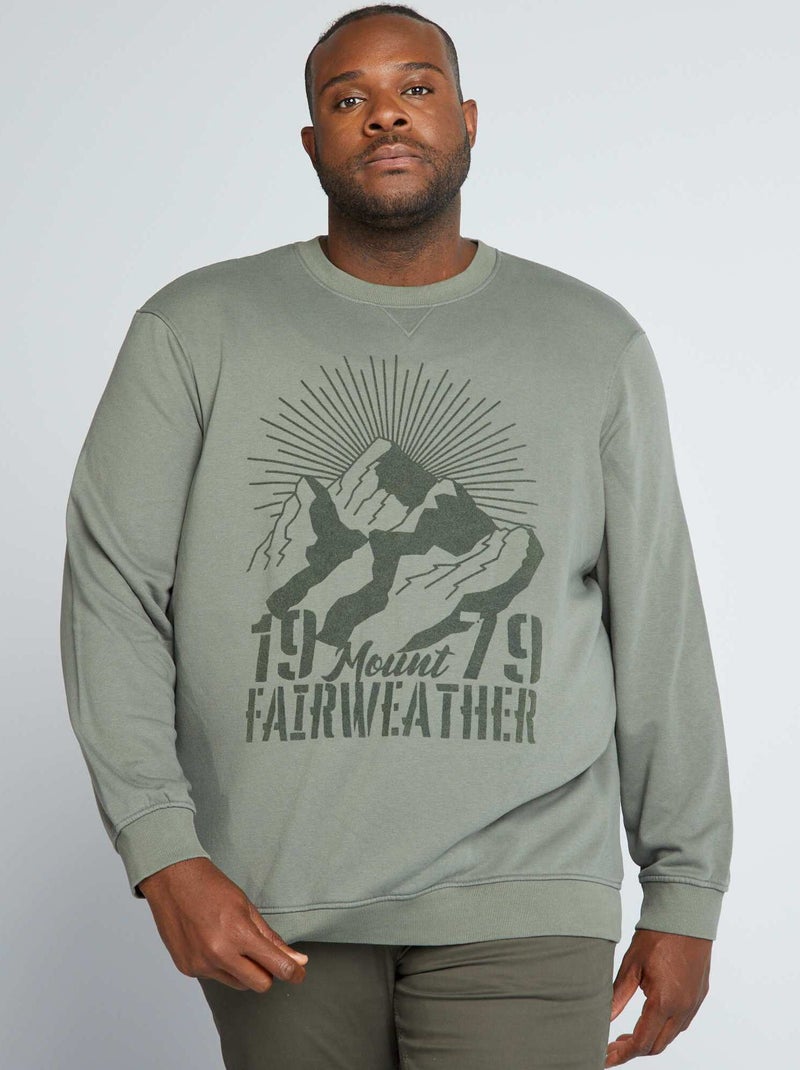 Sweater met een vilten print KAKI - Kiabi