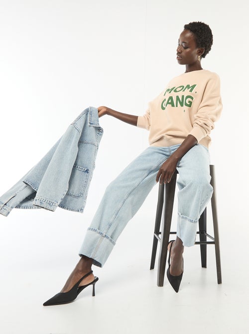 Sweater met fantasie ronde hals - Kiabi