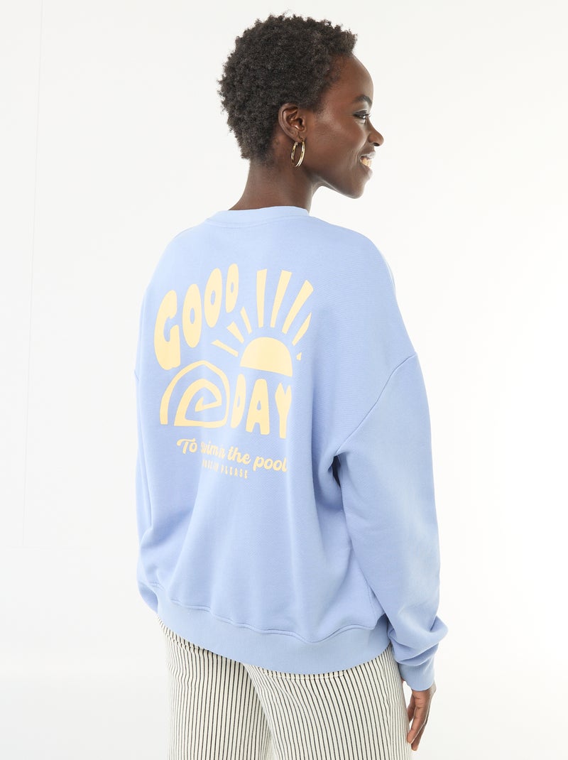 Sweater met fantasie ronde hals Blauw - Kiabi