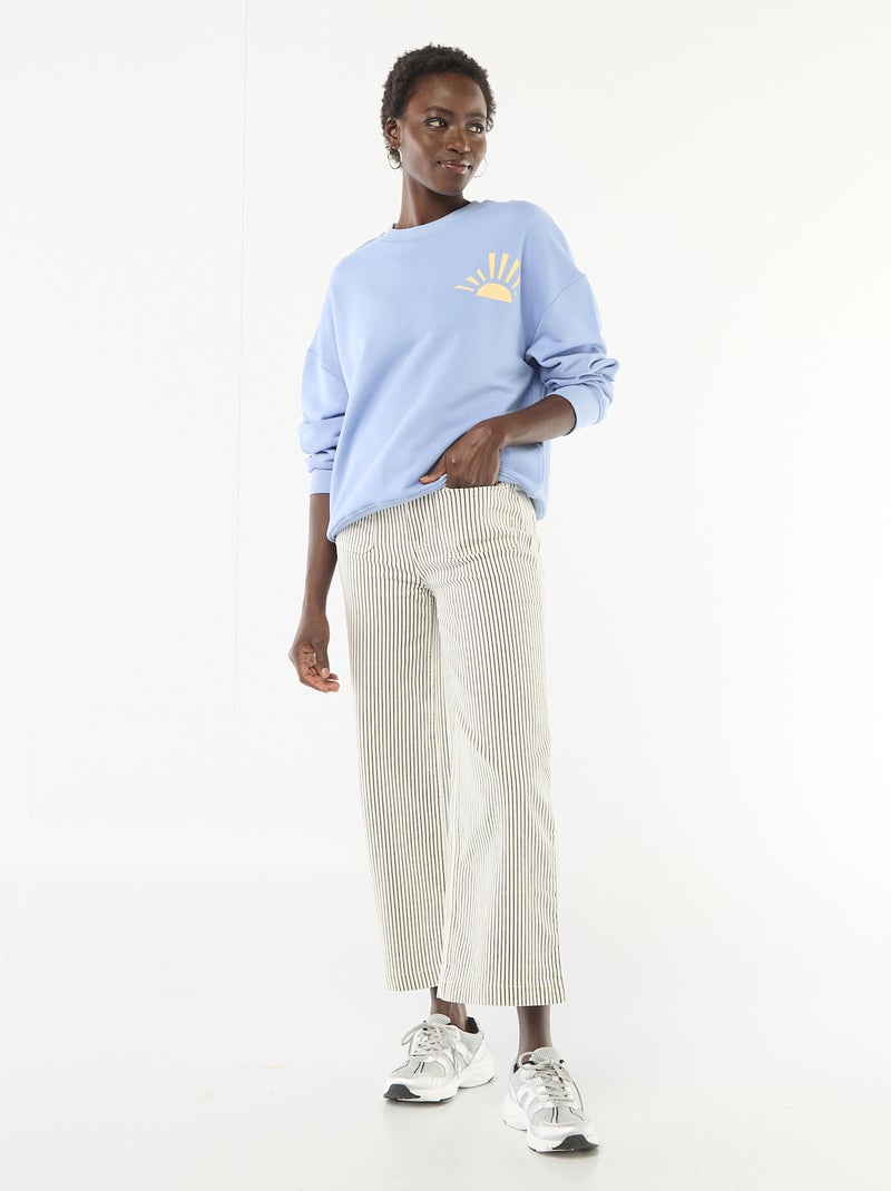 Sweater met fantasie ronde hals Blauw - Kiabi