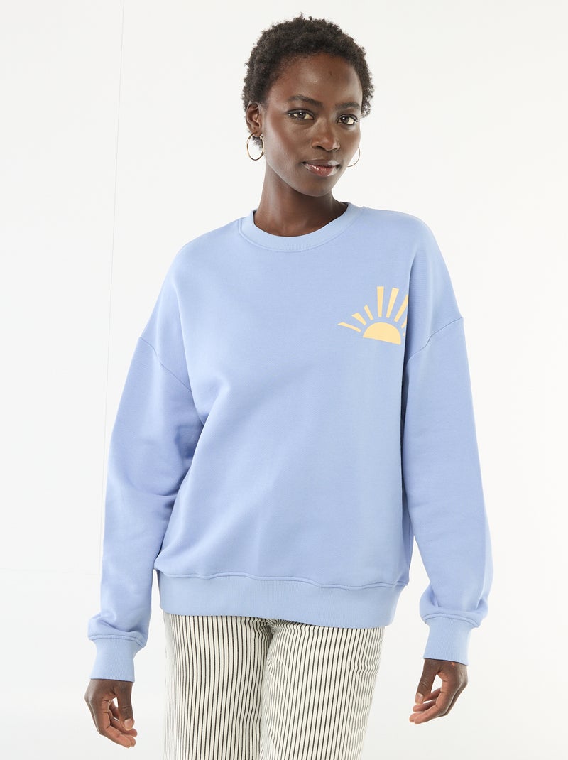 Sweater met fantasie ronde hals Blauw - Kiabi