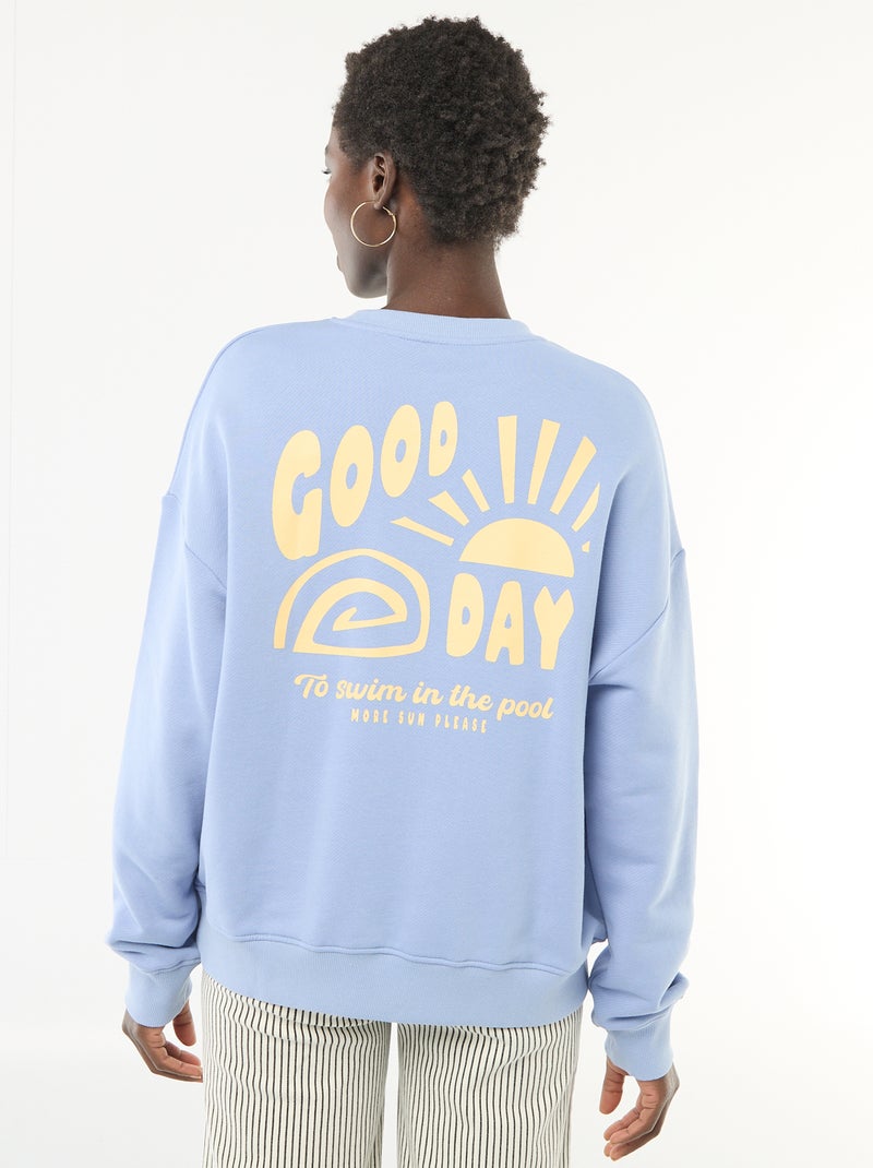 Sweater met fantasie ronde hals Blauw - Kiabi